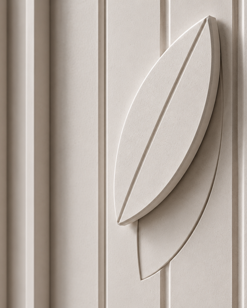 Panel Flatpak, rytm pionowy — lamele i relief liścia